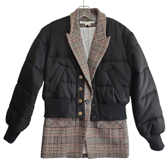 Veronica Beard Larkin Mixed Media Puffer Jacket Blazer Layered 4 Outerwear - Picture 7 of 14